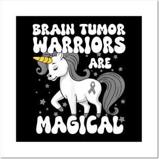 Brain Tumor Warrior Gray Ribbon Brain Tumor Cancer Awareness Posters and Art